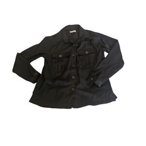 Max Studio Women’s Medium Black Button Up Blouse Collared Long Sleeve Shirt